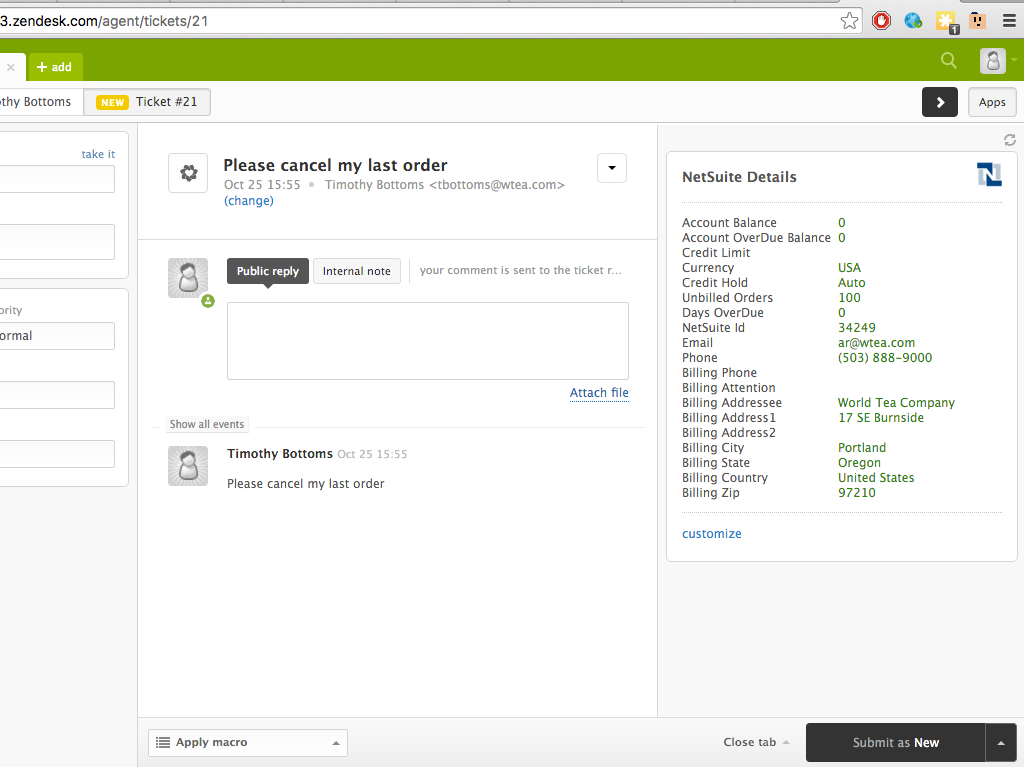 Celigo NetSuite Connector dashboard view — Workflows app on the Zendesk Marketplace