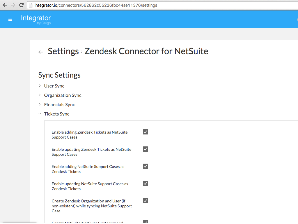 Celigo NetSuite Connector feature detail — Workflows app on the Zendesk Marketplace